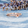 5mm Morganite Ring Rose Gold Antique Leaf Band Birthday Gift