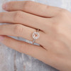 Morganite Engagement Ring Diamond Halo White Gold Plain Band