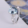  Aquamarine Engagement Ring White Gold Oval Cut Antique  Unique Split Shank 