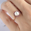 Pearl Engagement Ring Rose Gold Wedding Halo Pink Tourmaline