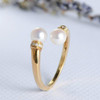 Pearl Cuff Engagement Ring Open Ring Gold Unique Diamond Band 