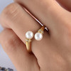 Pearl Cuff Engagement Ring Open Ring Gold Unique Diamond Band 