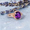 8*10mm Oval Amethyst Diamond Halo Wedding Ring