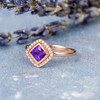 Princess Cut Amethyst Ring Rose Gold Engagement Ring