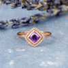 Princess Cut Amethyst Ring Rose Gold Engagement Ring