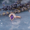 5x7mm Pear Shaped Amethyst Engagement Ring Rose Gold