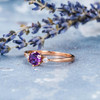  5mm Solitaire Amethyst Three Stones Engagement Ring Rose Gold