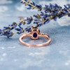 6*8mm Oval Cut Amethyst Ring Natural Diamond Anniversary Promise Gift For Her