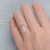 5*7 Oval Cut Moissanite Engagement Rose Gold Cluster Halo Art Deco Ring