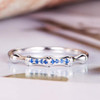 Blue Natural Sapphire Wedding Band White Gold Half Eternity Band