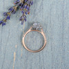 6.5mm Round Flower Moissanite Mixed Metals Rose Gold Engagement Ring