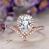 5*8mm Pear Cut Moissanite Ring Rose Gold Wedding Diamond Ring