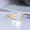 Round Moissanite Engagement Yellow Gold Wedding Ring Anniversary Ring