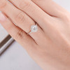 6mm Cushion Cut Moissanite Engagement White Gold Halo Diamond Ring