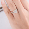 7mm Cushion Cut Moissanite Engagement Ring Set White Gold Diamond Band