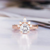 Round Moissanite Engagement Rose Gold Bridal Set Diamond Band