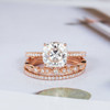 Cushion Cut Moissanite Engagement Rose Gold Bridal Ring Sets Diamond Band