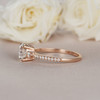 6.5mm Moissanite Engagement Rose Gold Ring Diamond SideStone Ring