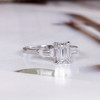 Emerald Cut Moissanite White Gold Engagement  Baguette Cut Wedding Ring
