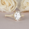 Moissanite Engagement Yellow Gold Art Deco Half Eternity Wedding Ring