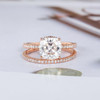 Rose Gold Moissanite Engagement Bridal Ring Set Wedding Diamond Band