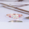 Moissanite Engagement Ring Rose Gold Pink Tourmaline Diamond Ring Bezel Set