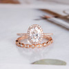 Oval Cut Moissanite Engagement Bridal Sets Rose Gold Wedding Ring Set