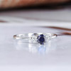 Sapphire Engagement Ring White Gold Cluster Diamond Ring Side