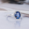 Oval Cut Sapphire Engagement Ring White Gold Halo Half Eternity Diamond Band