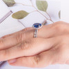 Oval Cut Sapphire Engagement Ring Set White Gold Half Eternity Diamond Band