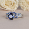 Sapphire Engagement Ring White Gold Bridal Set Gradual Change Colorful Set