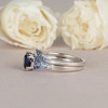 Sapphire Engagement Ring White Gold Bridal Set Gradual Change Colorful Set