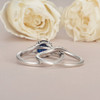 Sapphire Engagement Ring White Gold Bridal Set Gradual Change Colorful Set