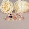 Sapphire Engagement Ring Rose Gold Bridal Set Gradual Change Colorful Set