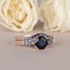 Sapphire Engagement Ring Rose Gold Bridal Set Gradual Change Colorful Set