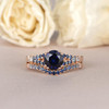 Sapphire Engagement Ring Rose Gold Bridal Set Gradual Change Colorful Set