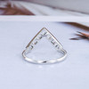Chevron White Sapphire Wedding Band Women Princess Cut White Gold V Shaped Ring