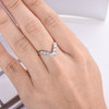 Chevron White Sapphire Wedding Band Women Princess Cut White Gold V Shaped Ring