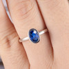 Blue Sapphire Engagement Ring Oval Cut White Gold Bridal Ring