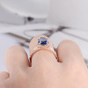 Oval Cut Sapphire Engagement Ring Set Rose Gold Diamond Band