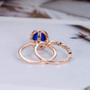 Oval Cut Sapphire Engagement Ring Set Rose Gold Diamond Band