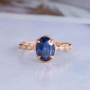 Oval Cut Lab Sapphire Engagement Ring Rose Gold Diamond Ring