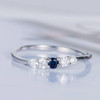 Sapphire Engagement Ring White Gold Diamond Unique Bridal Ring