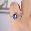 Cabochon Blue Sapphire Engagement Ring Yellow Gold Diamond Ring