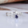 Lab Sapphire Bridal Set White Gold Wedding Ring Set Diamond Ring Set