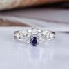 Lab Sapphire Bridal Set White Gold Wedding Ring Set Diamond Ring Set