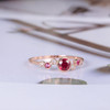 Lab Ruby Engagement Ring Rose Gold Pink Tourmaline Diamond Ring