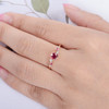 Lab Ruby Engagement Ring Rose Gold Pink Tourmaline Diamond Ring