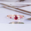 Lab Ruby Engagement Ring Rose Gold Pink Tourmaline Diamond Ring