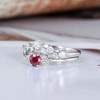 Ruby Bridal Set White Gold September Birthstone Diamond Ring Set